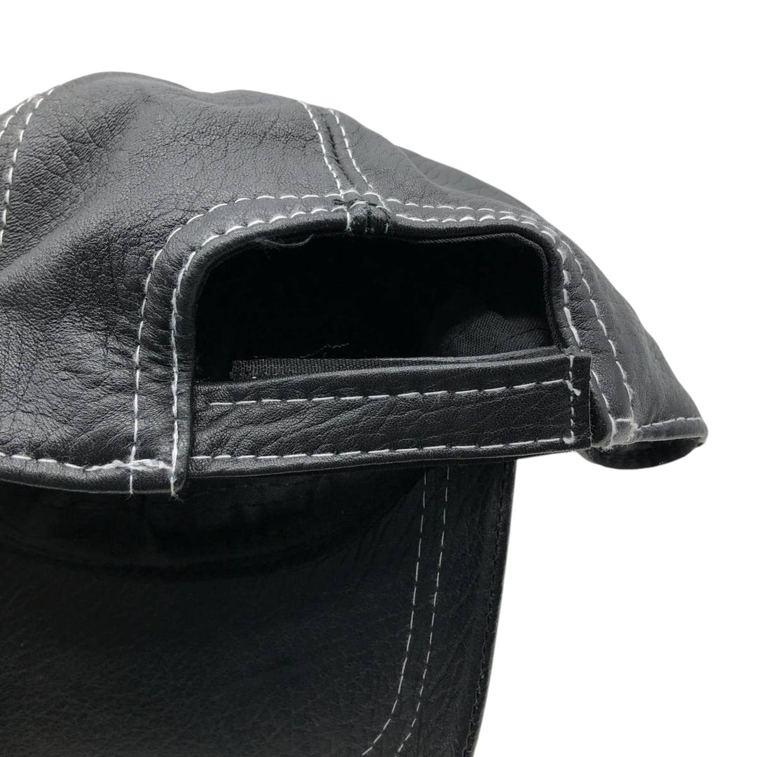 VICTORIA Leather Cap, One Size Fits All genuine leather black type Vintage Second Hand
