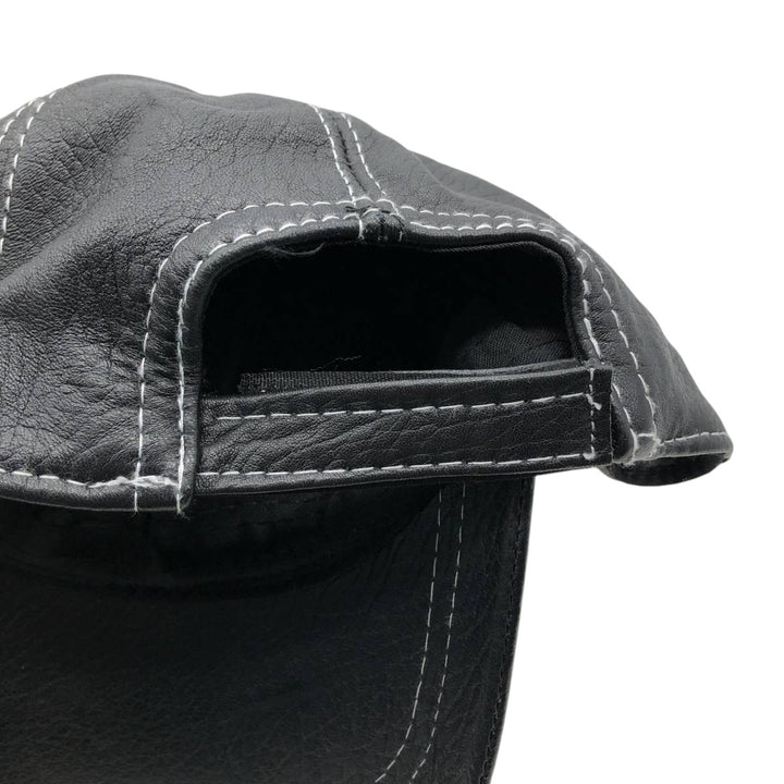 VICTORIA Leather Cap, One Size Fits All genuine leather black type Vintage Second Hand