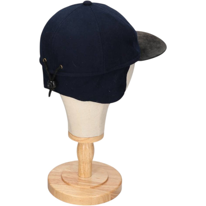 VOLKSWAGEN Earflap Suede Leather Brim Cap (One Size Fits All) unclear navy blue type Vintage Second Hand