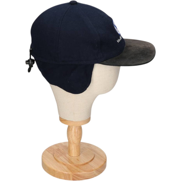 VOLKSWAGEN Earflap Suede Leather Brim Cap (One Size Fits All) unclear navy blue type Vintage Second Hand