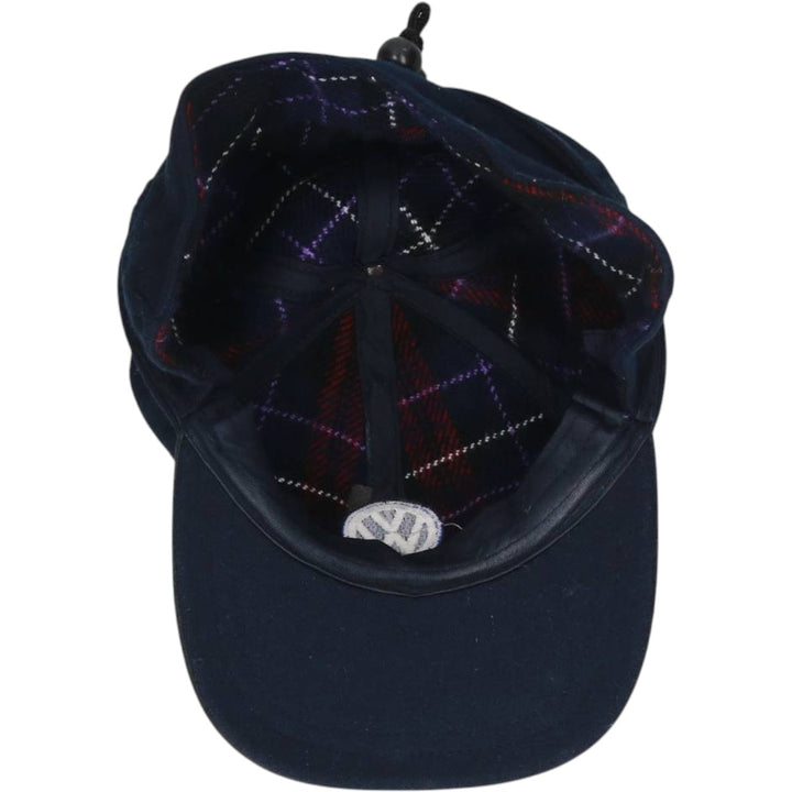 VOLKSWAGEN Earflap Suede Leather Brim Cap (One Size Fits All) unclear navy blue type Vintage Second Hand