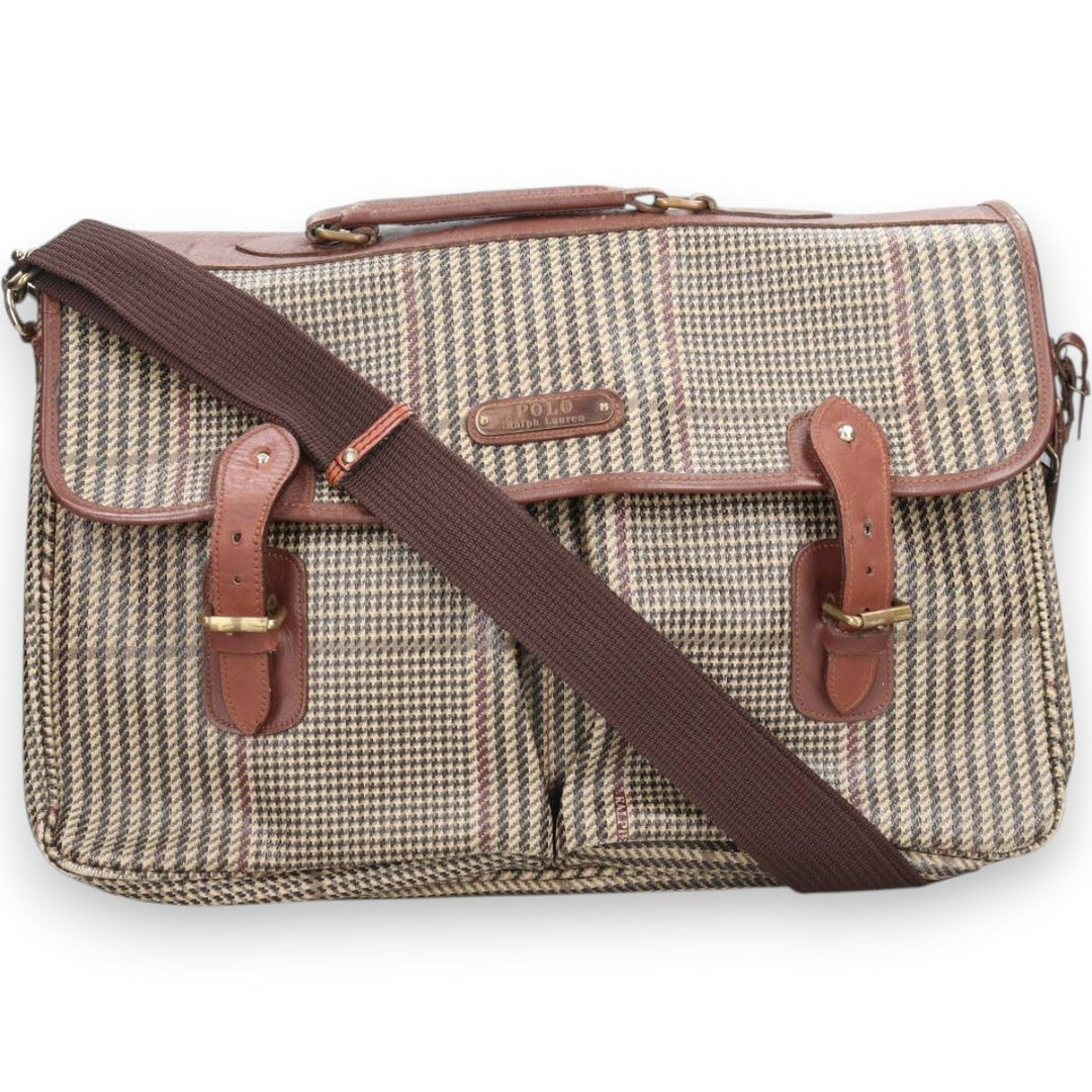 Ralph Lauren Polo Ralph Lauren Check Pattern Gun Club Check 2-Way Shoulder Bag genuine leather Beige type Vintage Second Hand