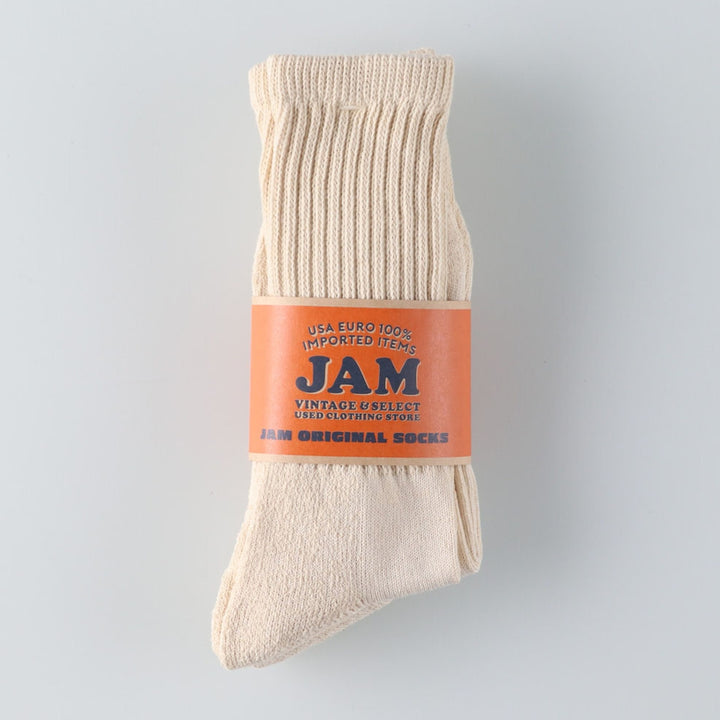 JAM Original Long Socks, Off-White, Set of 2, Sizes 25-10.6" cotton unbleached Vintage Second Hand