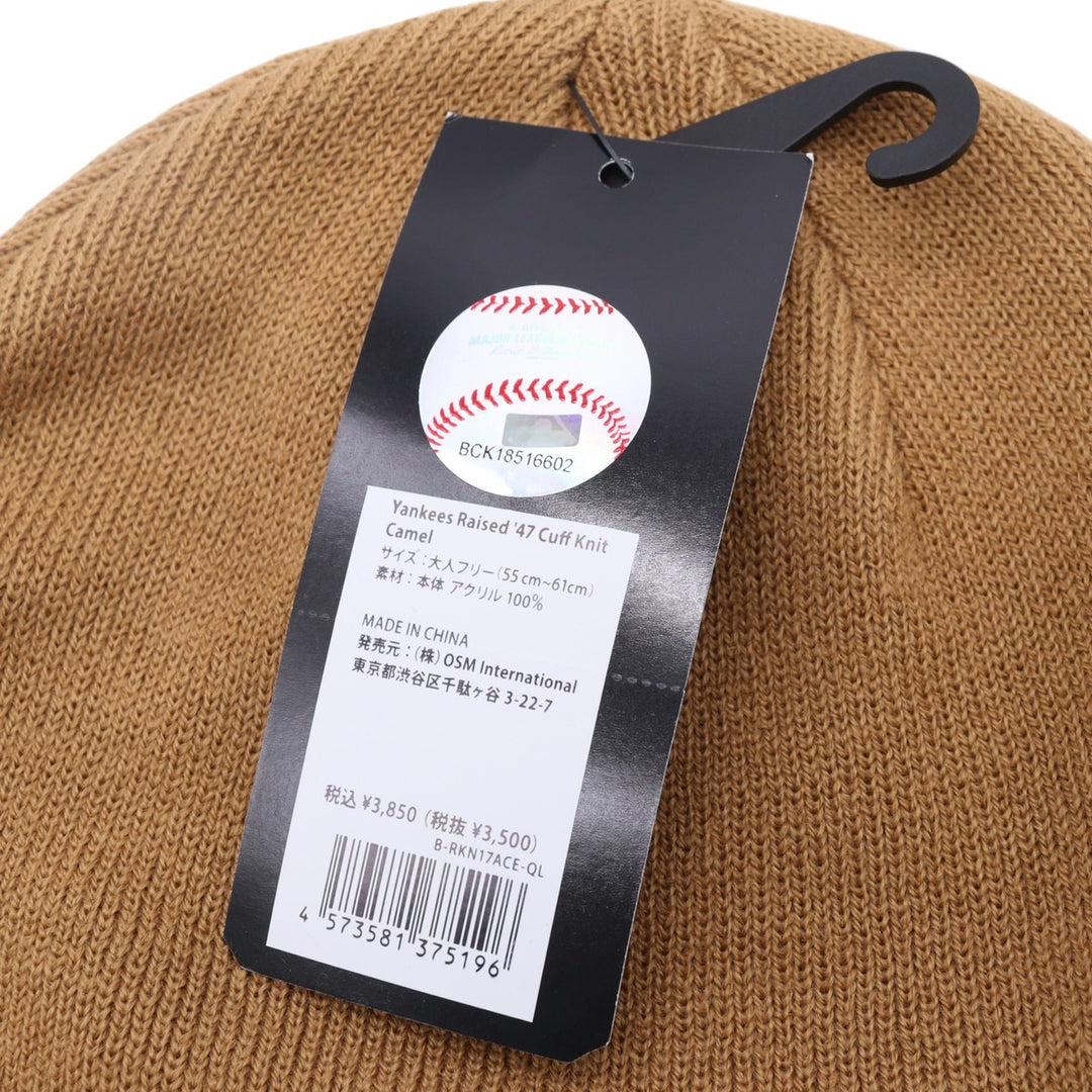Camel Forty Seven '47 New York Yankees Knit Beanie, Size F acrylic Camel type Vintage Second Hand