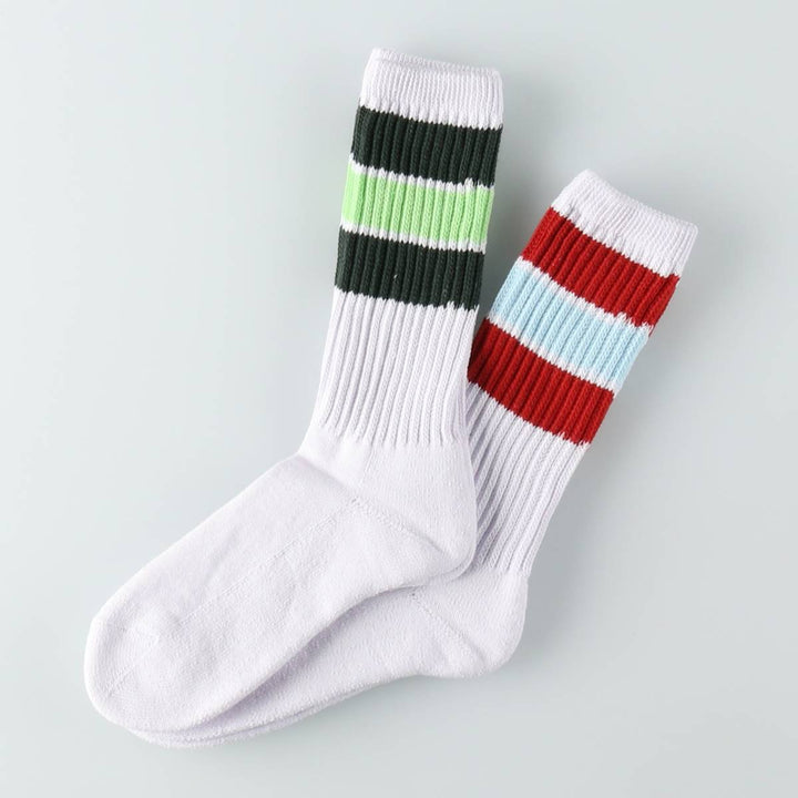 JAM Original Striped Long Socks, Size 25-10.6 inches, 2-Pair Set, White cotton white type Vintage Second Hand