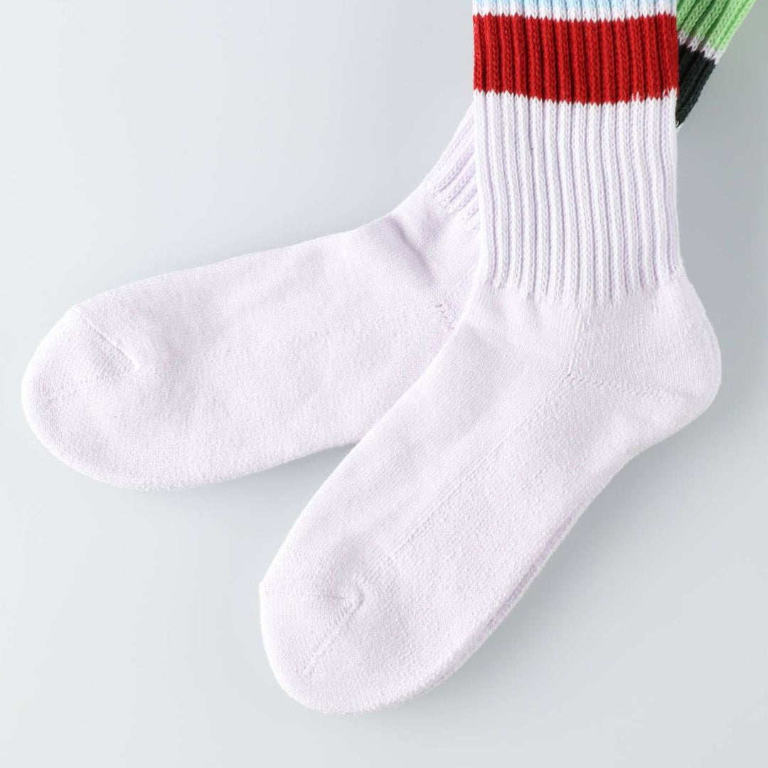 JAM Original Striped Long Socks, Size 25-10.6 inches, 2-Pair Set, White cotton white type Vintage Second Hand