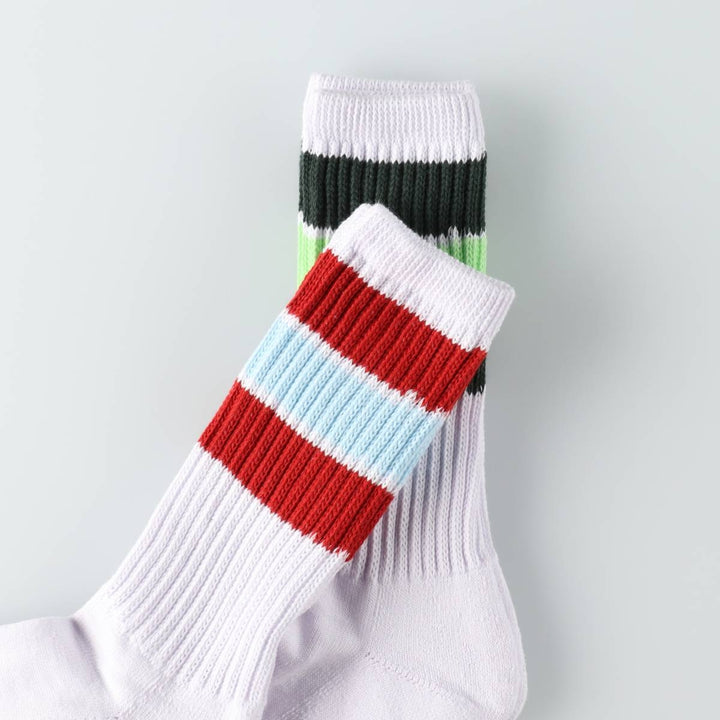 JAM Original Striped Long Socks, Size 25-10.6 inches, 2-Pair Set, White cotton white type Vintage Second Hand
