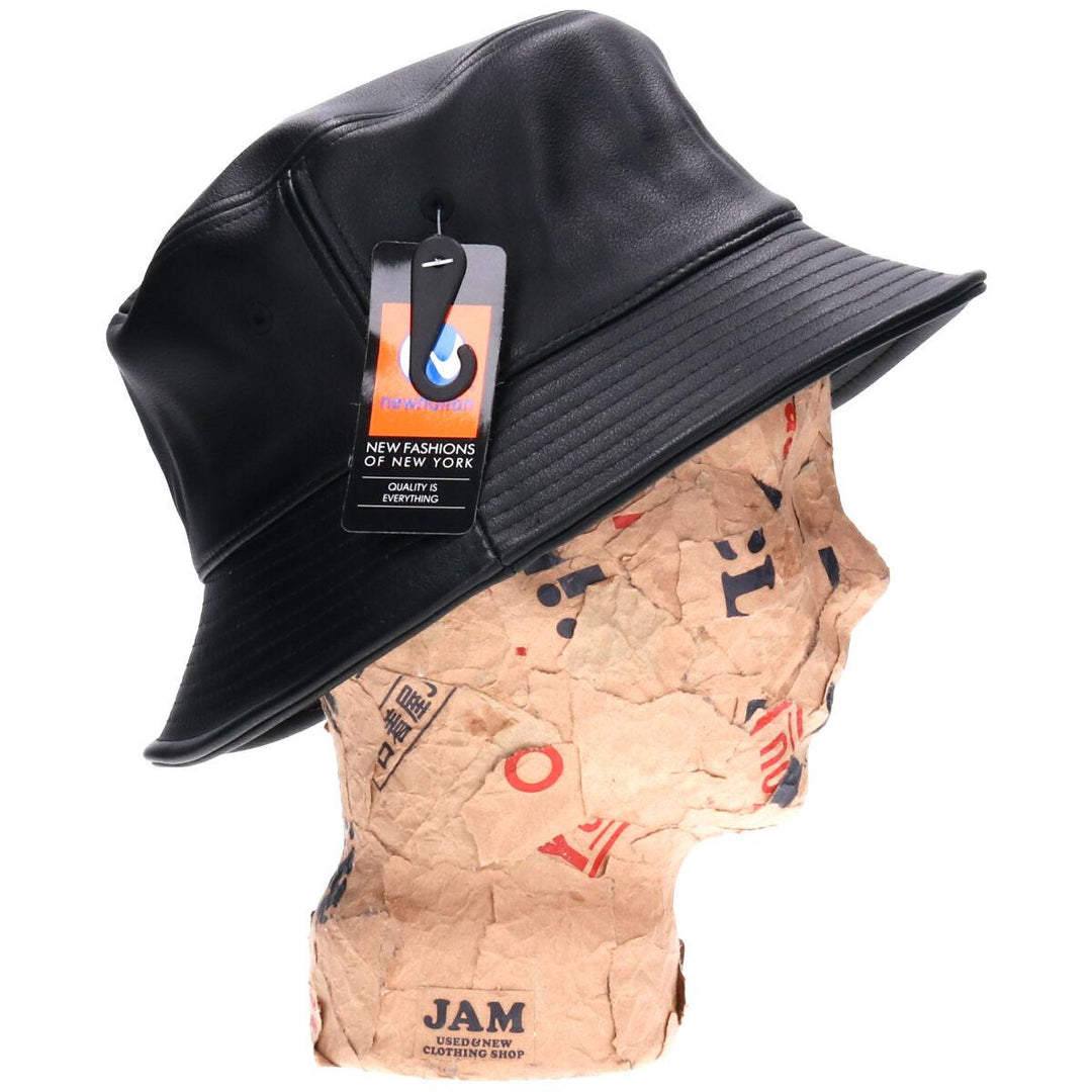 Black Newhattan Leather Bucket Hat S/M /jam1469