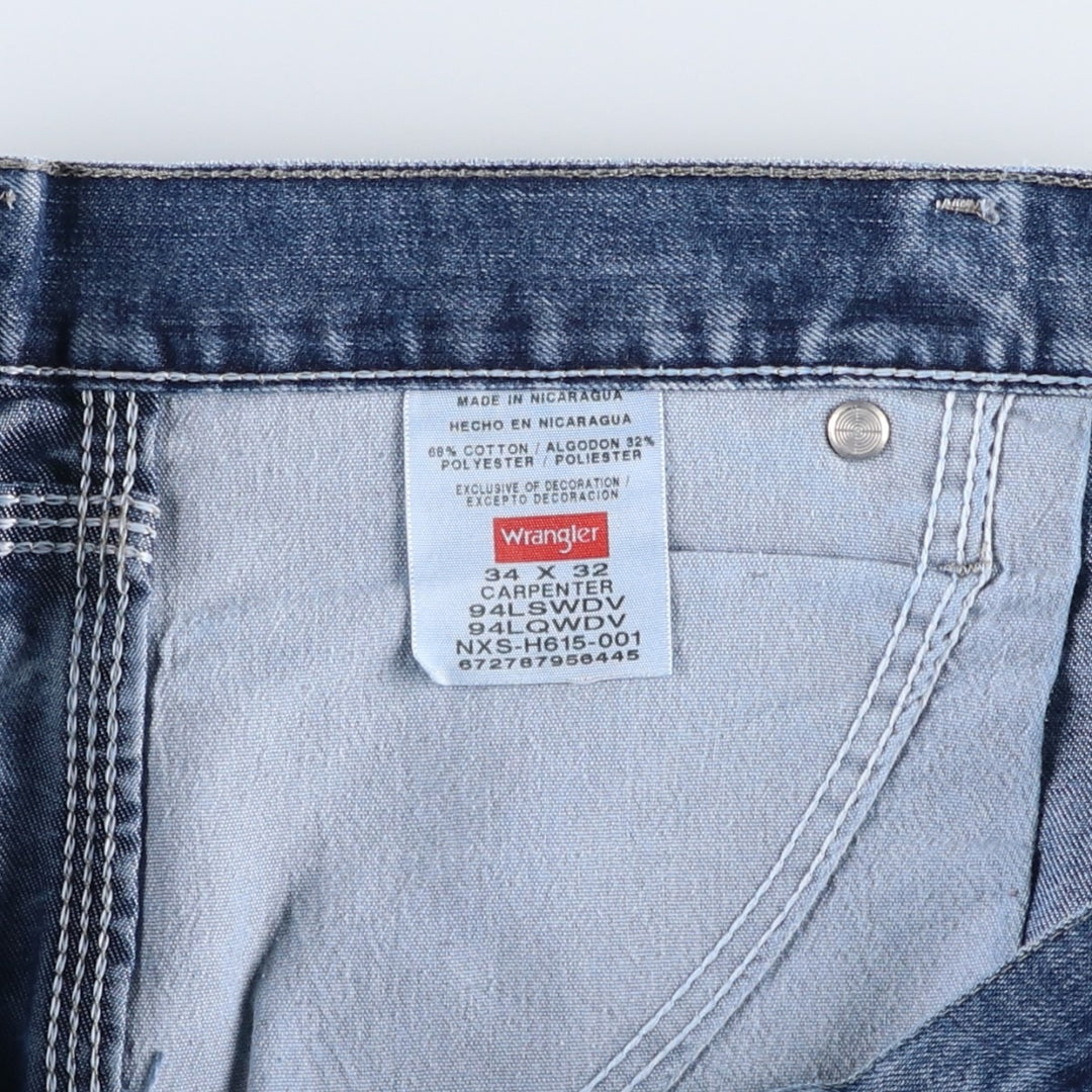 00'S Wrangler CARPENTER denim painter pants for men, W35 equivalent cotton blue type Vintage Second Hand