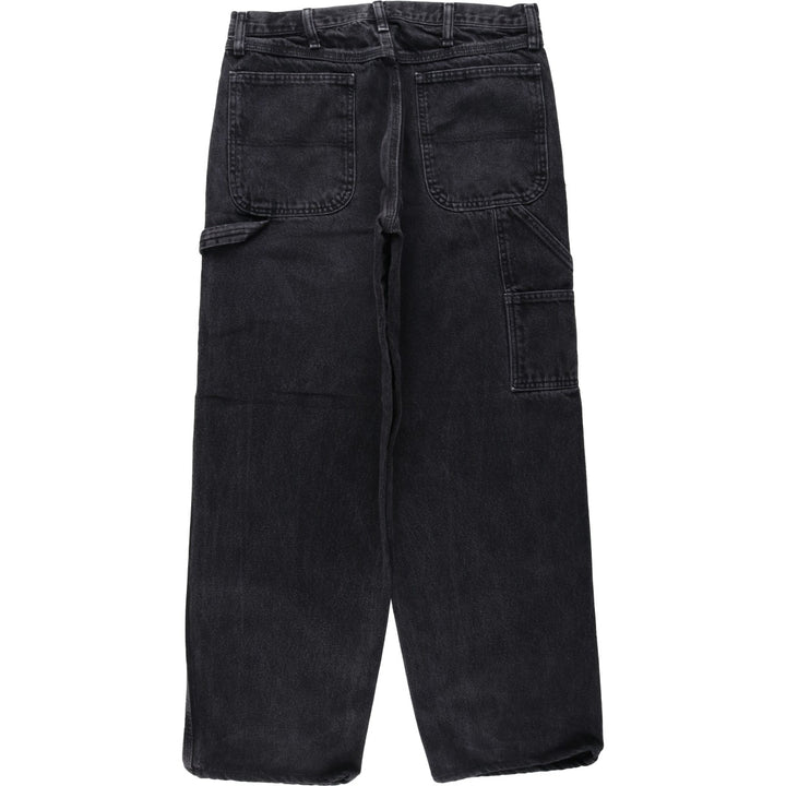 Rustler Black Denim Painter Pants, Men's Size W34 (approx.) cotton black type Vintage Second Hand