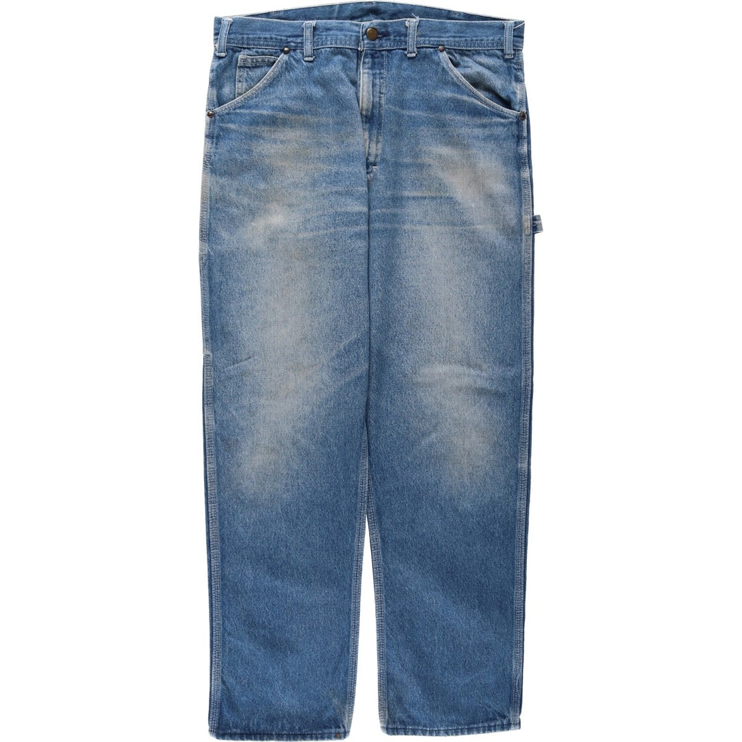 70s-80'S Key denim painter pants, men's size W35 (approx.), vintage. unclear blue type Vintage Second Hand
