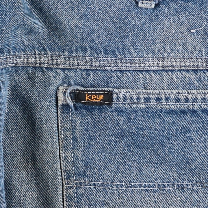 70s-80'S Key denim painter pants, men's size W35 (approx.), vintage. unclear blue type Vintage Second Hand