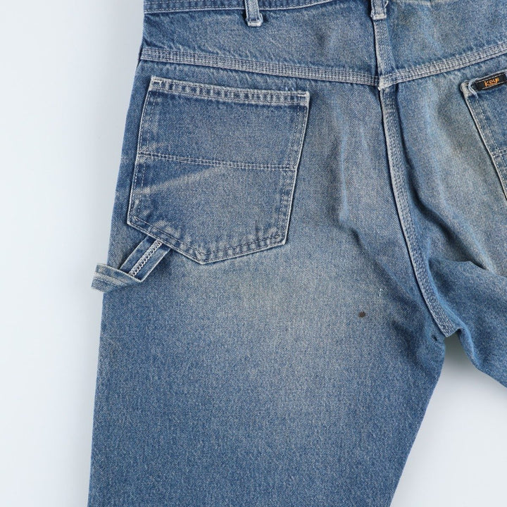 70s-80'S Key denim painter pants, men's size W35 (approx.), vintage. unclear blue type Vintage Second Hand