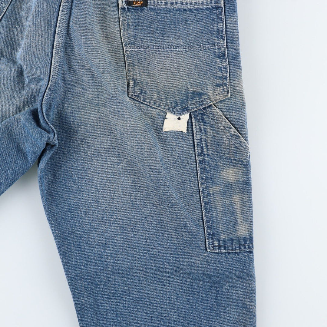 70s-80'S Key denim painter pants, men's size W35 (approx.), vintage. unclear blue type Vintage Second Hand