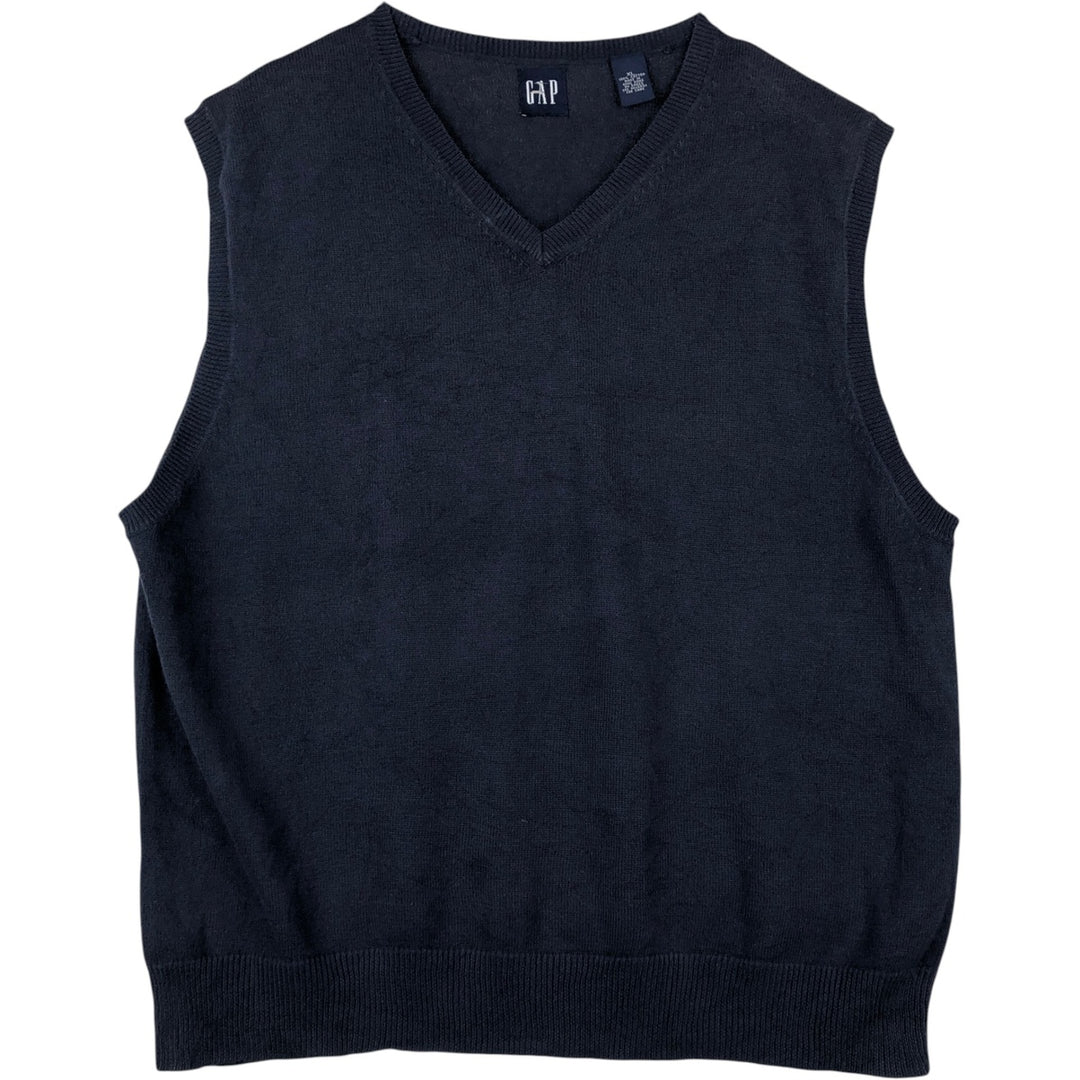 90'S GAP Vintage V-neck Cotton Knit Vest, Men's XL cotton navy blue type Vintage Second Hand