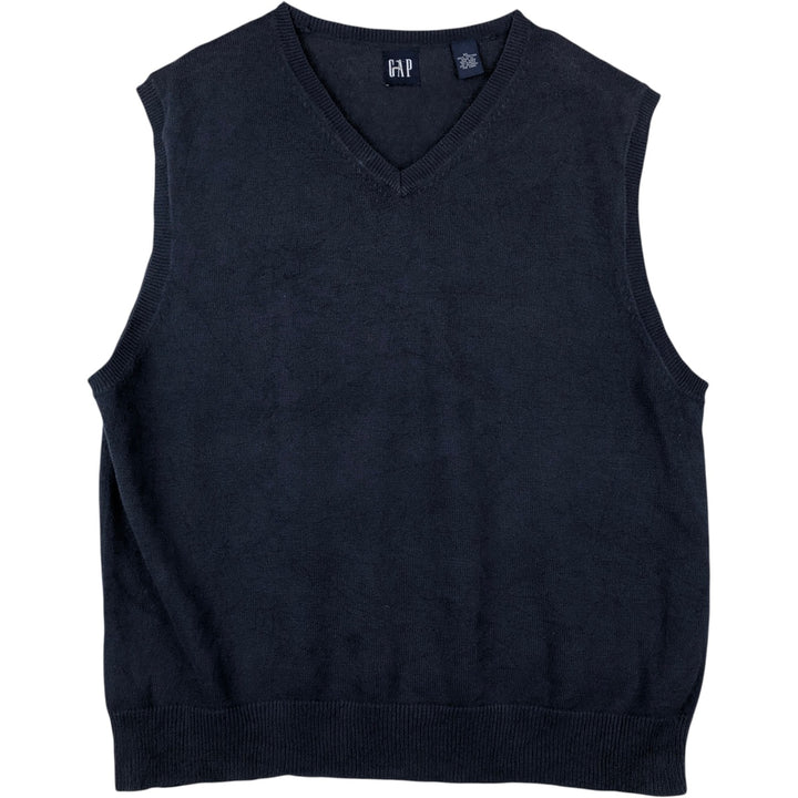 90'S GAP Vintage V-neck Cotton Knit Vest, Men's XL cotton navy blue type Vintage Second Hand