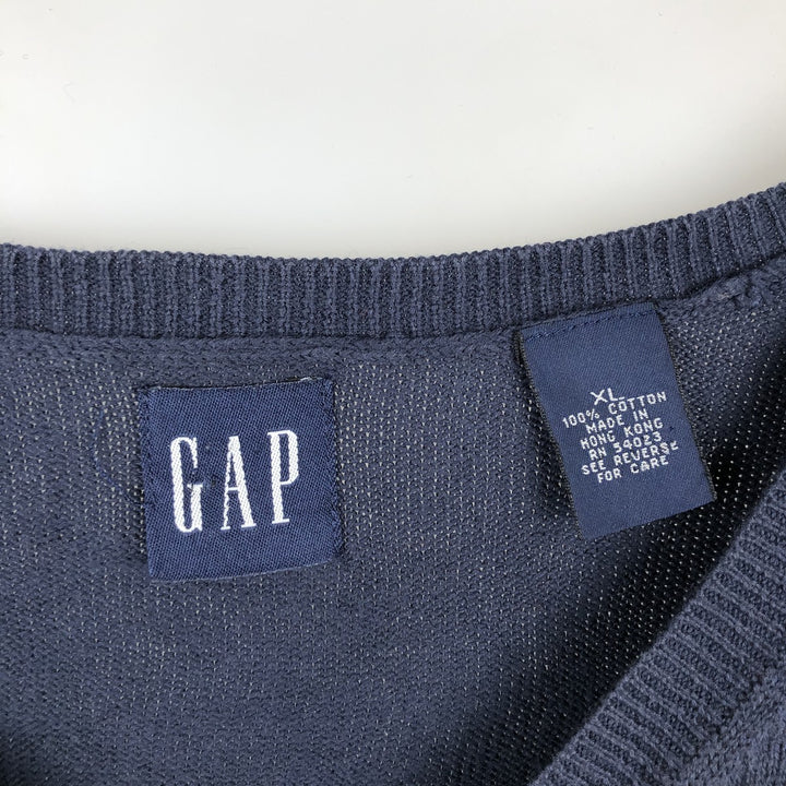 90'S GAP Vintage V-neck Cotton Knit Vest, Men's XL cotton navy blue type Vintage Second Hand