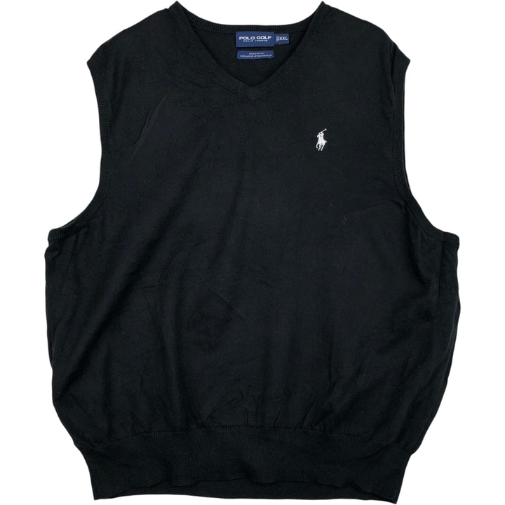 Ralph Lauren POLO GOLF V-neck cotton knit vest, men's size XXL equivalent. cotton black type Vintage Second Hand