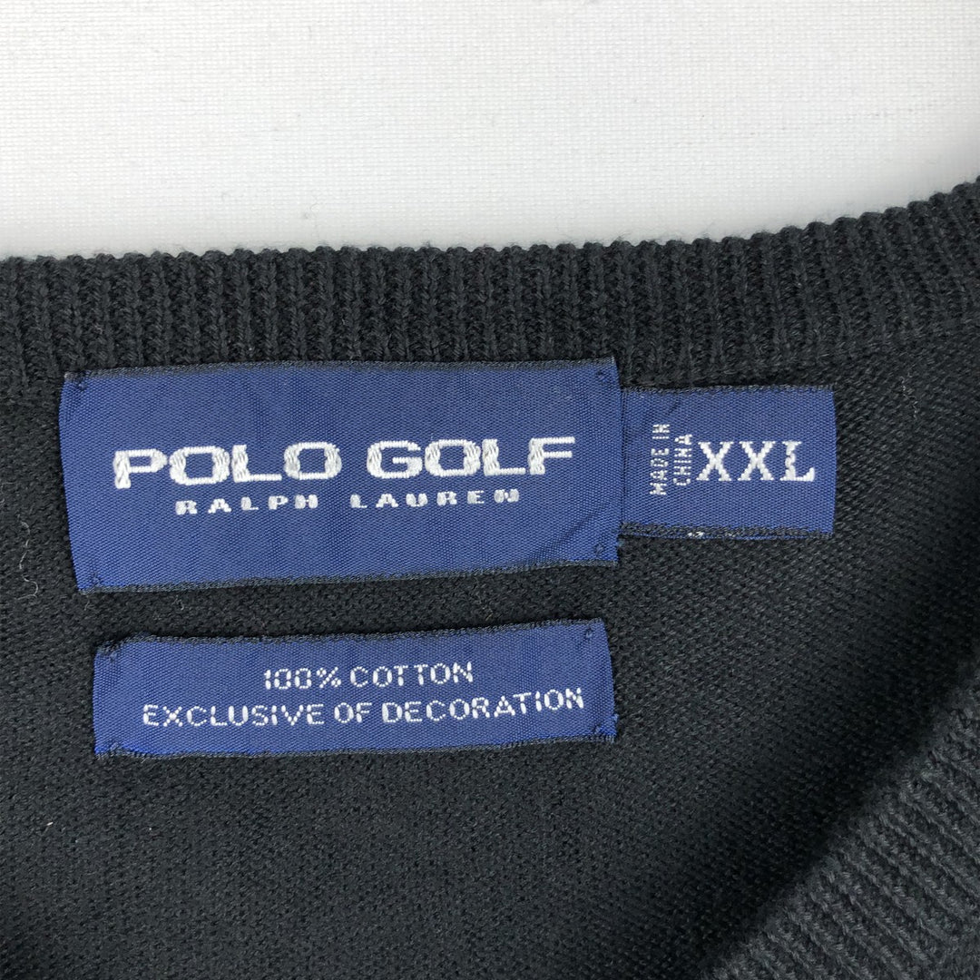 Ralph Lauren POLO GOLF V-neck cotton knit vest, men's size XXL equivalent. cotton black type Vintage Second Hand