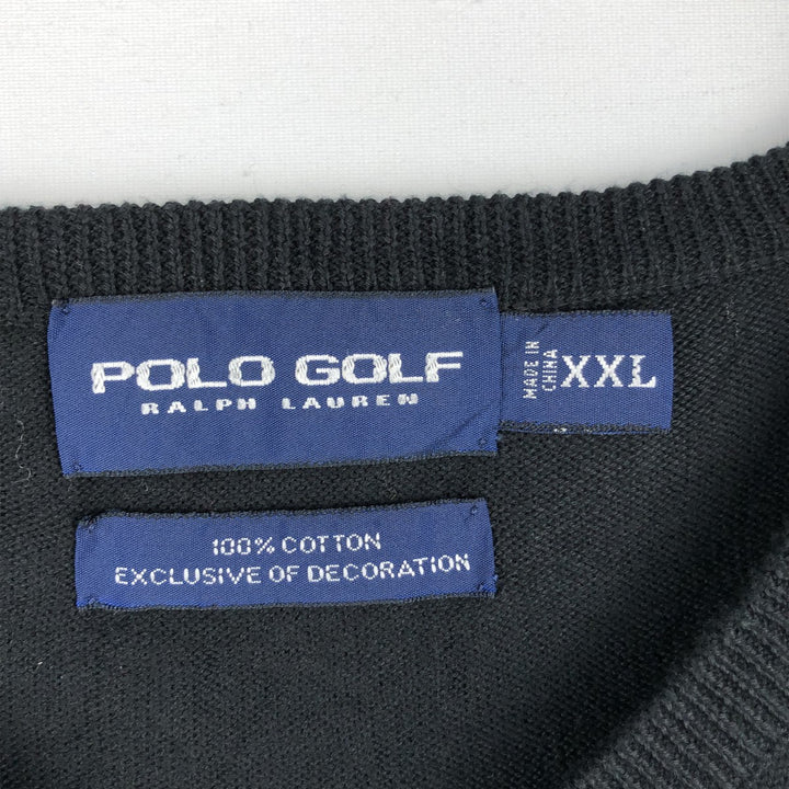 Ralph Lauren POLO GOLF V-neck cotton knit vest, men's size XXL equivalent. cotton black type Vintage Second Hand