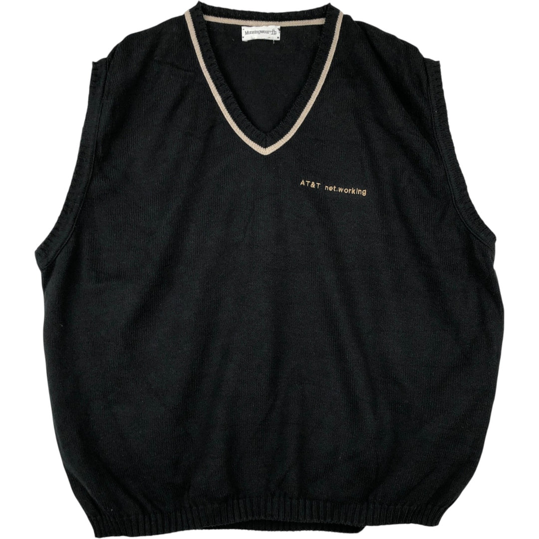 MUNSINGWEAR V-neck Cotton Knit Vest, Made in USA, Men's XL equivalent. cotton black type Vintage Second Hand