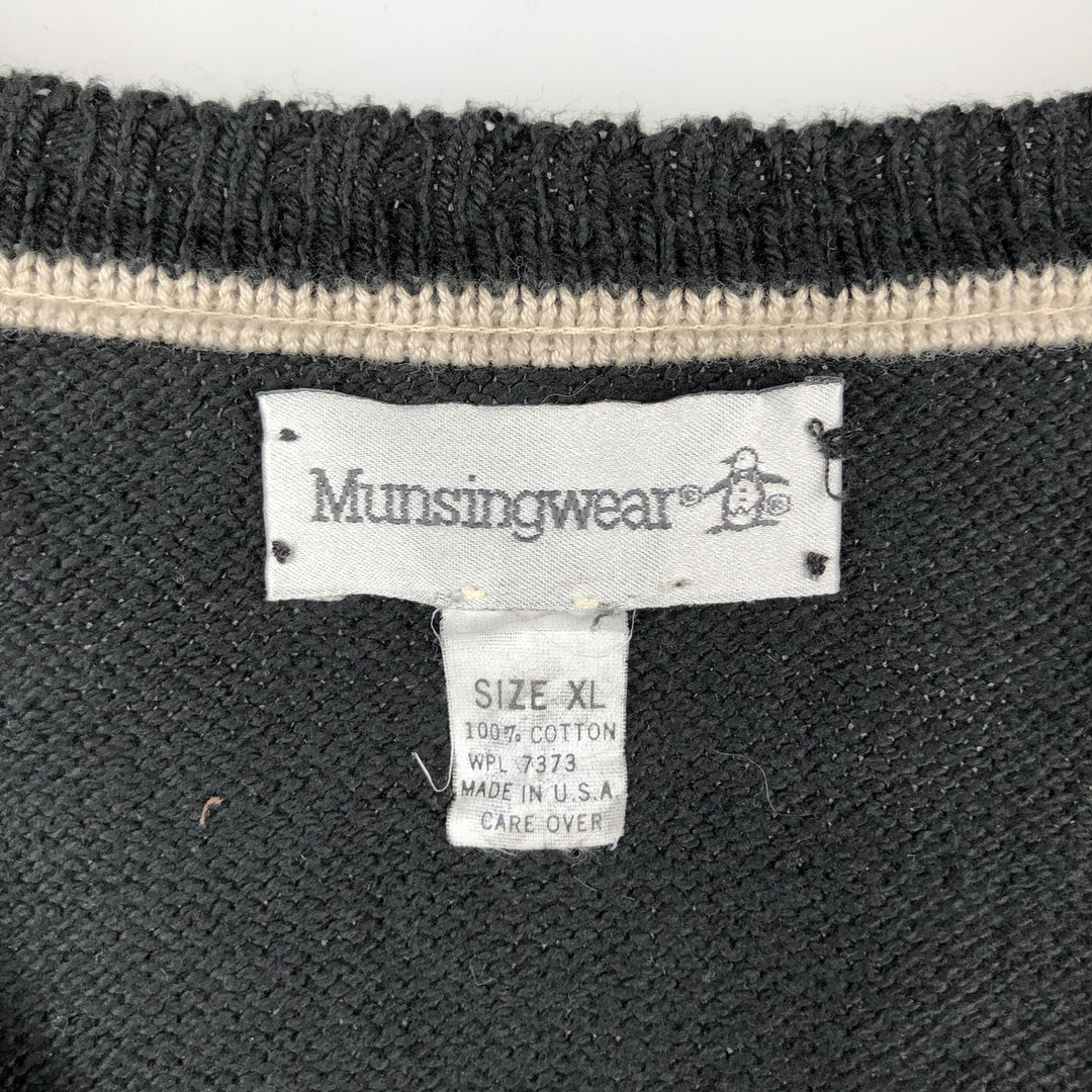 MUNSINGWEAR V-neck Cotton Knit Vest, Made in USA, Men's XL equivalent. cotton black type Vintage Second Hand