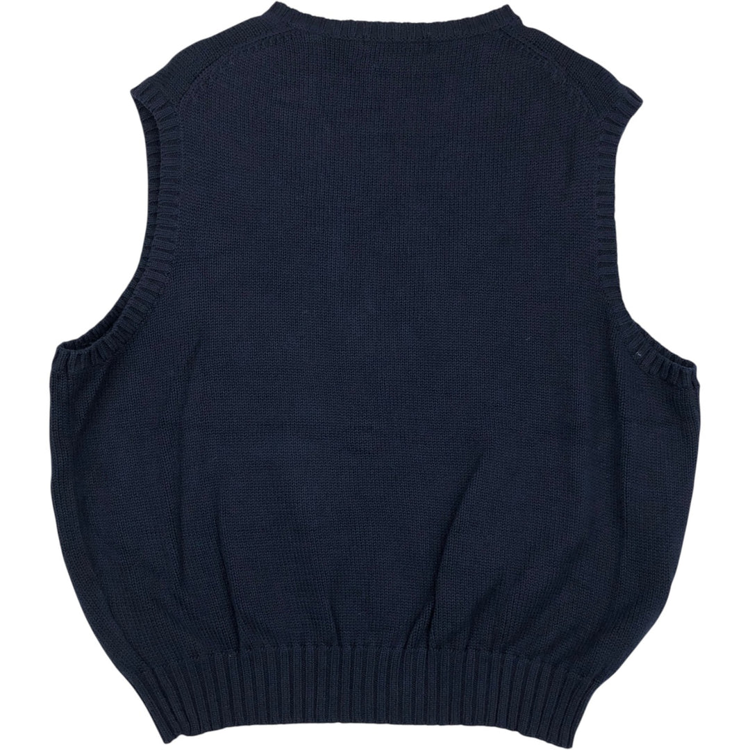 Ralph Lauren POLO by Ralph Lauren V-neck cotton knit vest, men's size XXL cotton navy blue type Vintage Second Hand