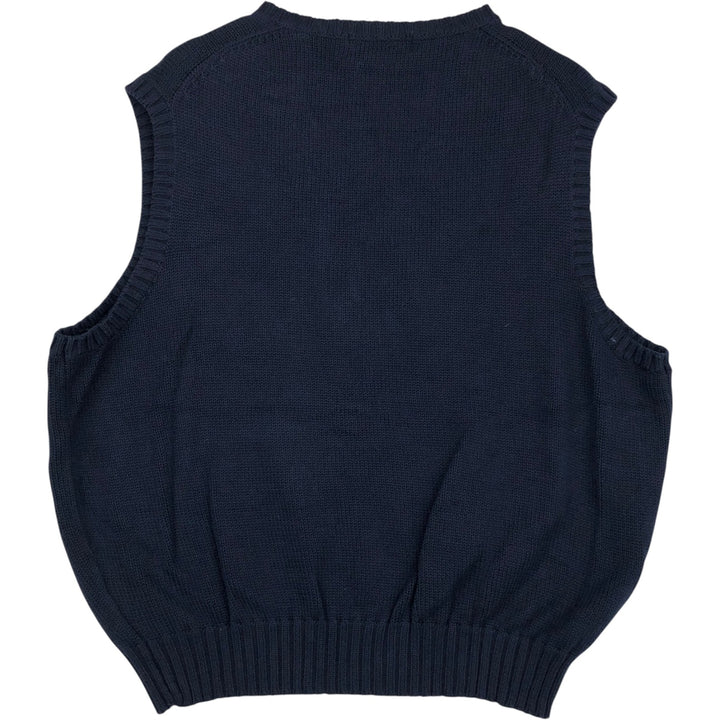 Ralph Lauren POLO by Ralph Lauren V-neck cotton knit vest, men's size XXL cotton navy blue type Vintage Second Hand