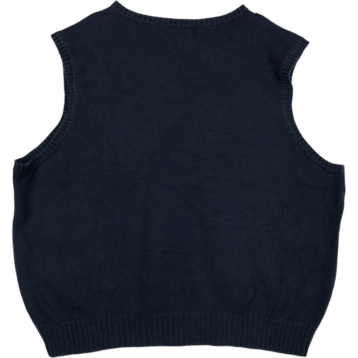 Ralph Lauren POLO by Ralph Lauren V-neck cotton knit vest, men's size XXL cotton navy blue type Vintage Second Hand