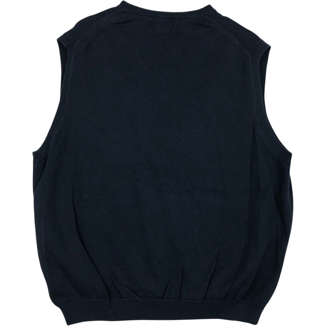 Eddie Bauer V-neck cotton knit vest, men's size XL cotton navy blue type Vintage Second Hand