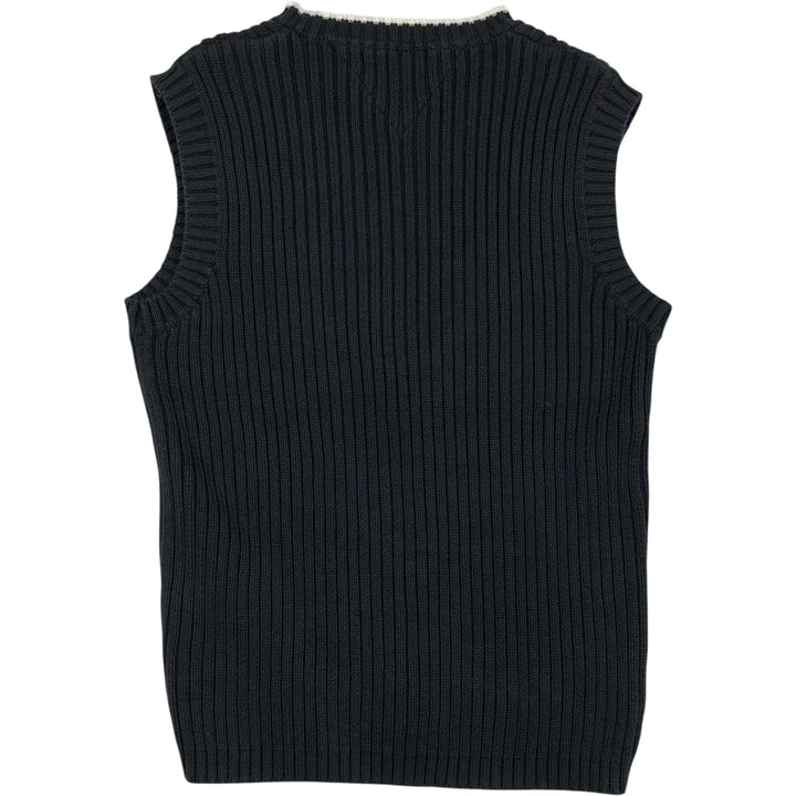 1990'S Tommy Hilfiger Ribbed V-Neck Cotton Knit Vest, Men's Size S (approx.), Vintage cotton black type Vintage Second Hand