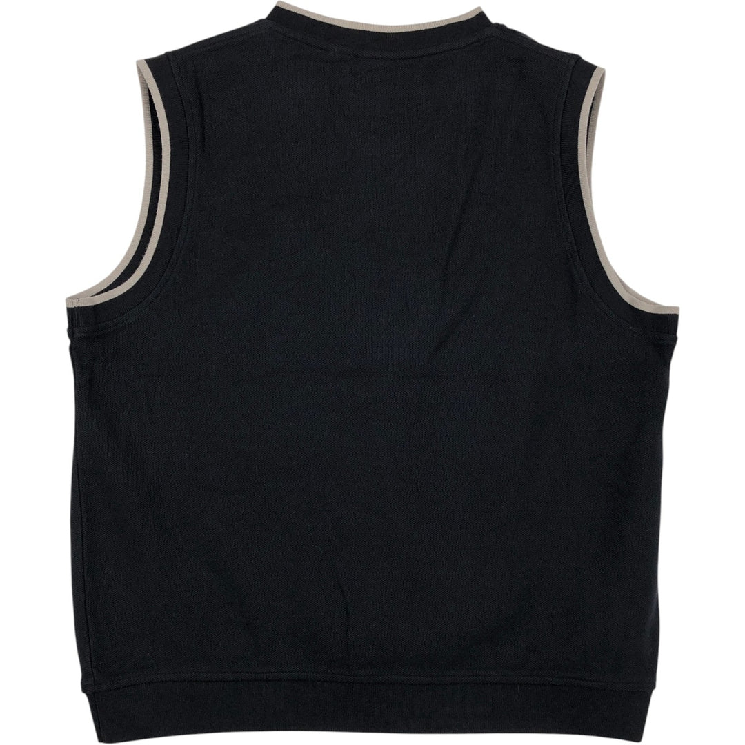 ~90'S LLBean V-neck cotton knit vest, men's size M equivalent, vintage. cotton black type Vintage Second Hand