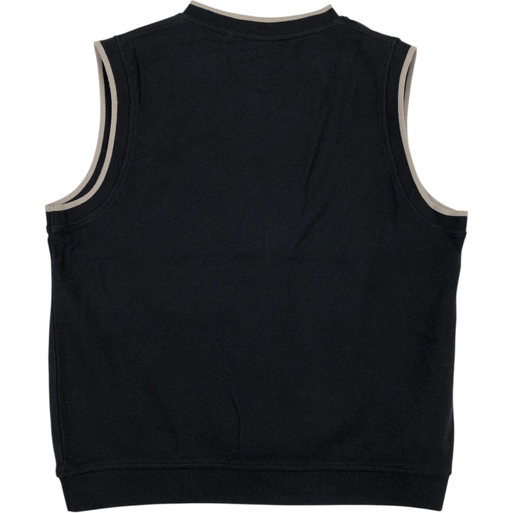 ~90'S LLBean V-neck cotton knit vest, men's size M equivalent, vintage. cotton black type Vintage Second Hand