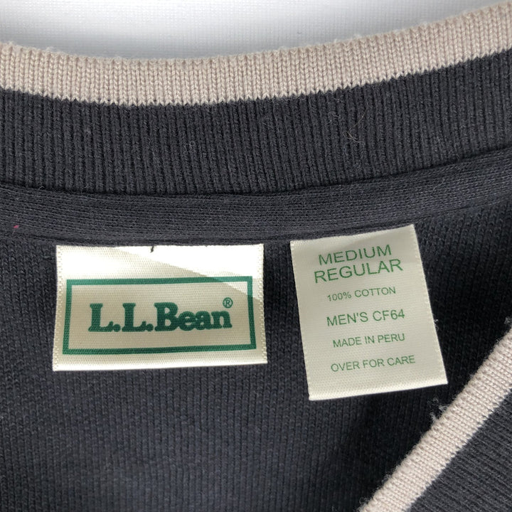 ~90'S LLBean V-neck cotton knit vest, men's size M equivalent, vintage. cotton black type Vintage Second Hand