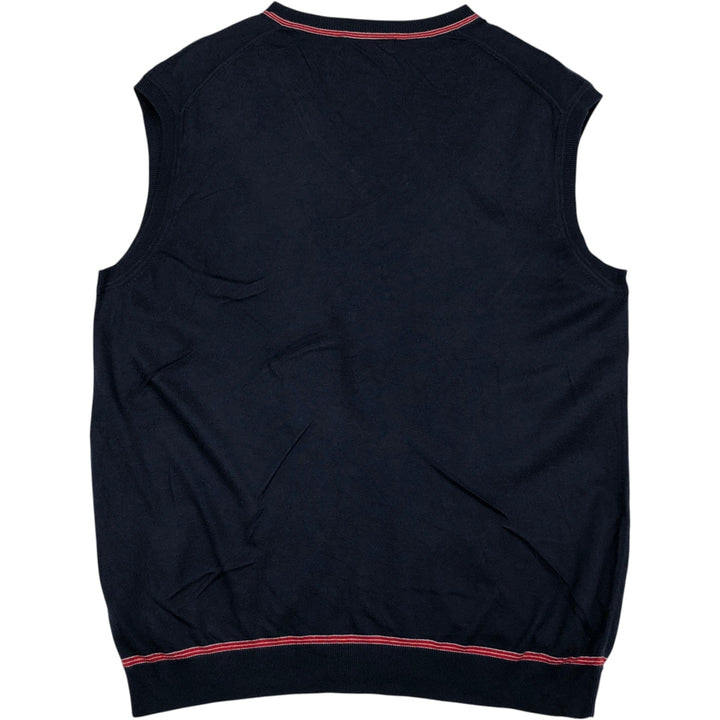 Brooks Brothers V-neck Pima cotton knit vest, men's size L (approx.) Supima Cotton navy blue type Vintage Second Hand