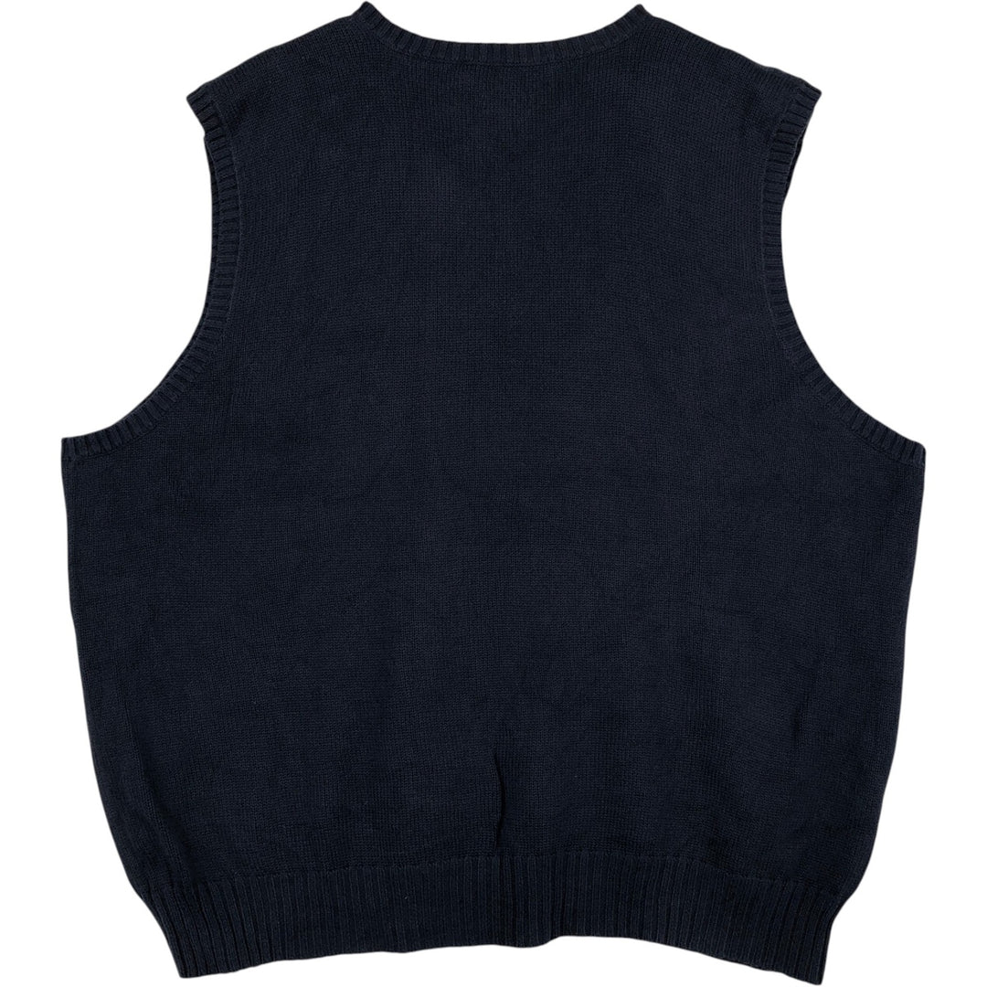 Ralph Lauren POLO by Ralph Lauren V-neck cotton knit vest, men's size XL cotton navy blue type Vintage Second Hand