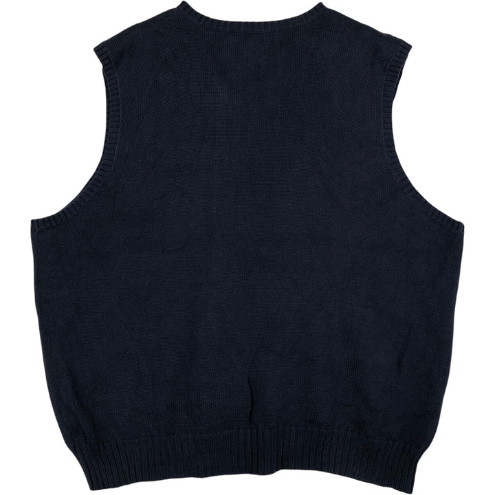 Ralph Lauren POLO by Ralph Lauren V-neck cotton knit vest, men's size XL cotton navy blue type Vintage Second Hand