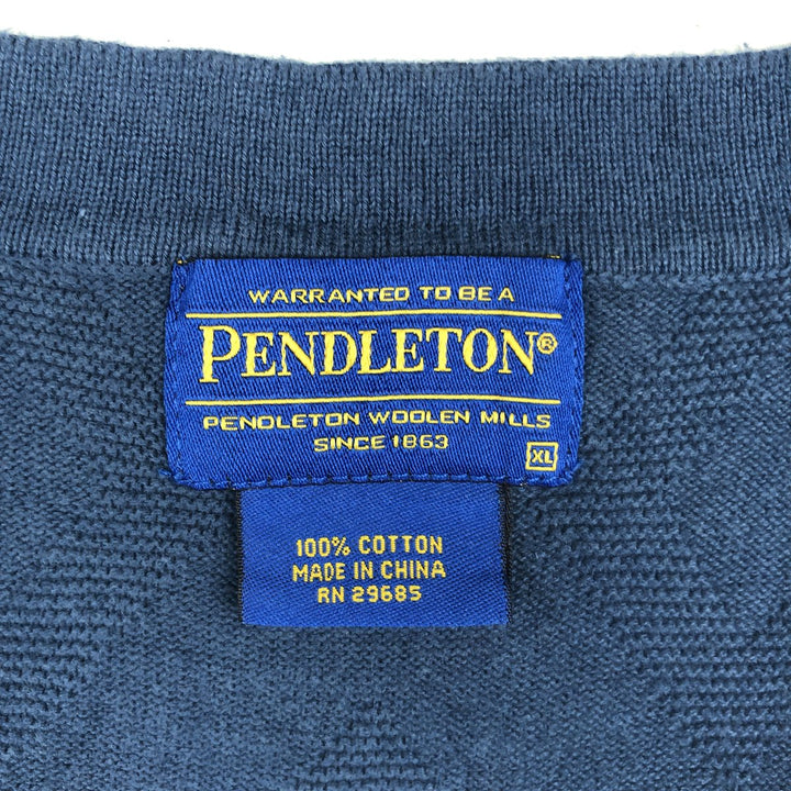 Pendleton Cotton Knit Vest, Open Front, Men's Size XL cotton Navy blue Vintage Second Hand