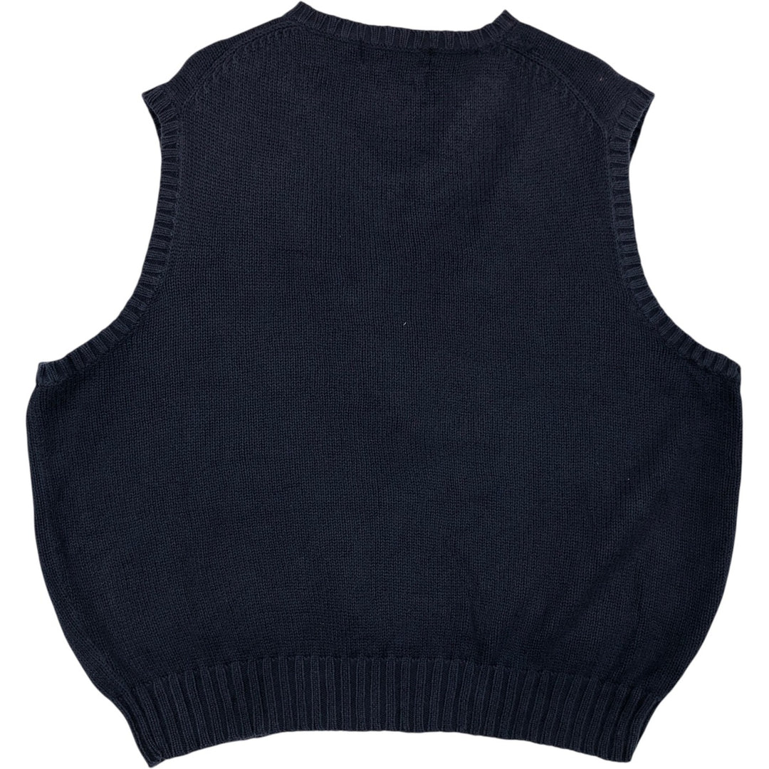Ralph Lauren POLO by Ralph Lauren V-neck cotton knit vest, men's size XL cotton navy blue type Vintage Second Hand