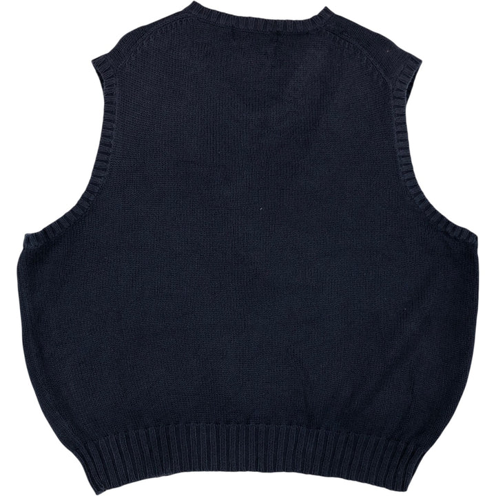 Ralph Lauren POLO by Ralph Lauren V-neck cotton knit vest, men's size XL cotton navy blue type Vintage Second Hand