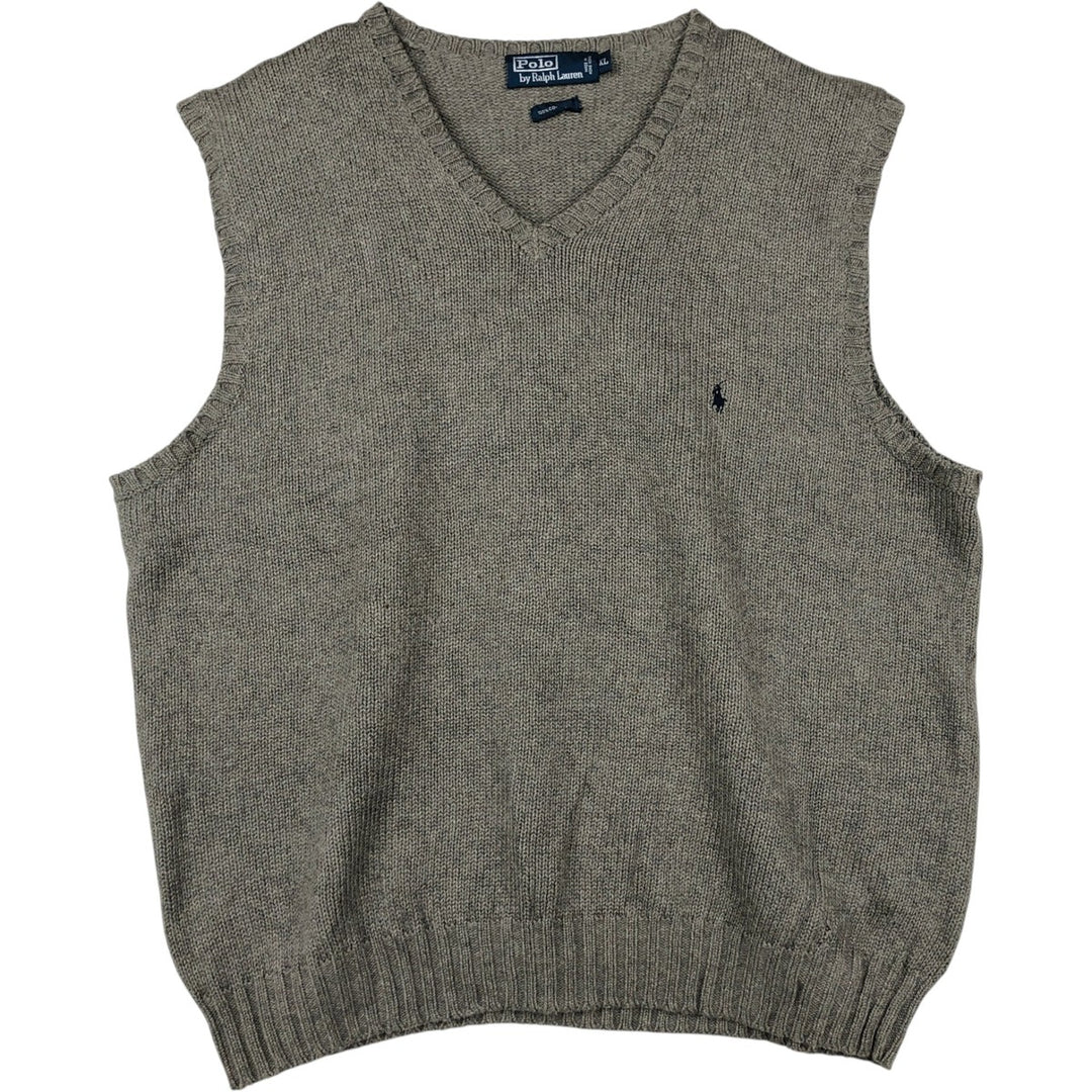 Ralph Lauren POLO by Ralph Lauren V-neck cotton knit vest, men's size XL cotton gray type Vintage Second Hand