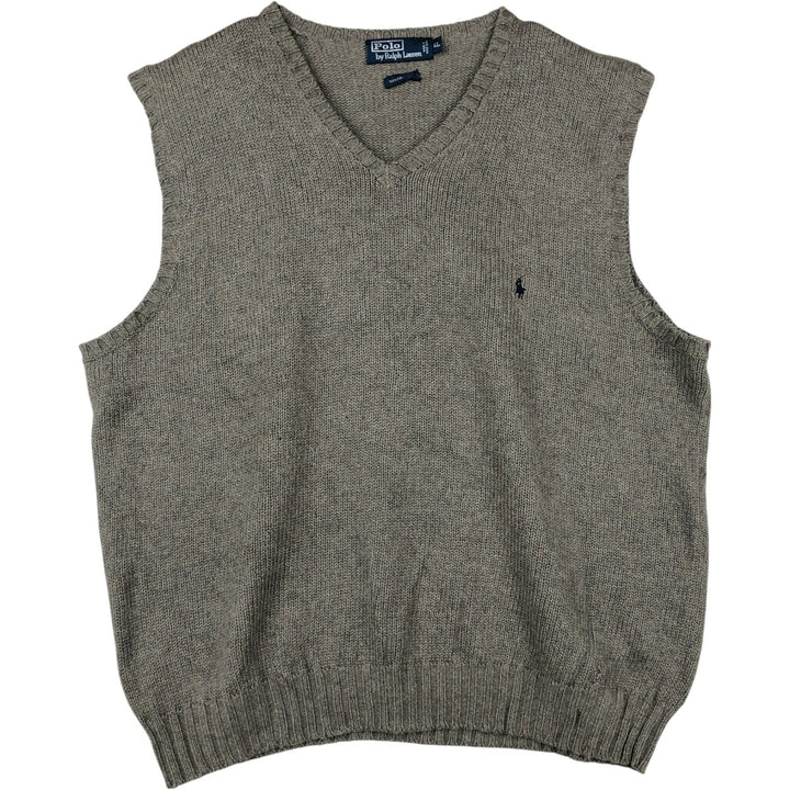 Ralph Lauren POLO by Ralph Lauren V-neck cotton knit vest, men's size XL cotton gray type Vintage Second Hand