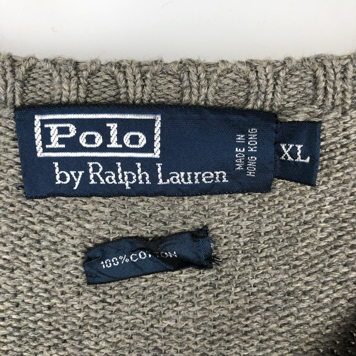 Ralph Lauren POLO by Ralph Lauren V-neck cotton knit vest, men's size XL cotton gray type Vintage Second Hand