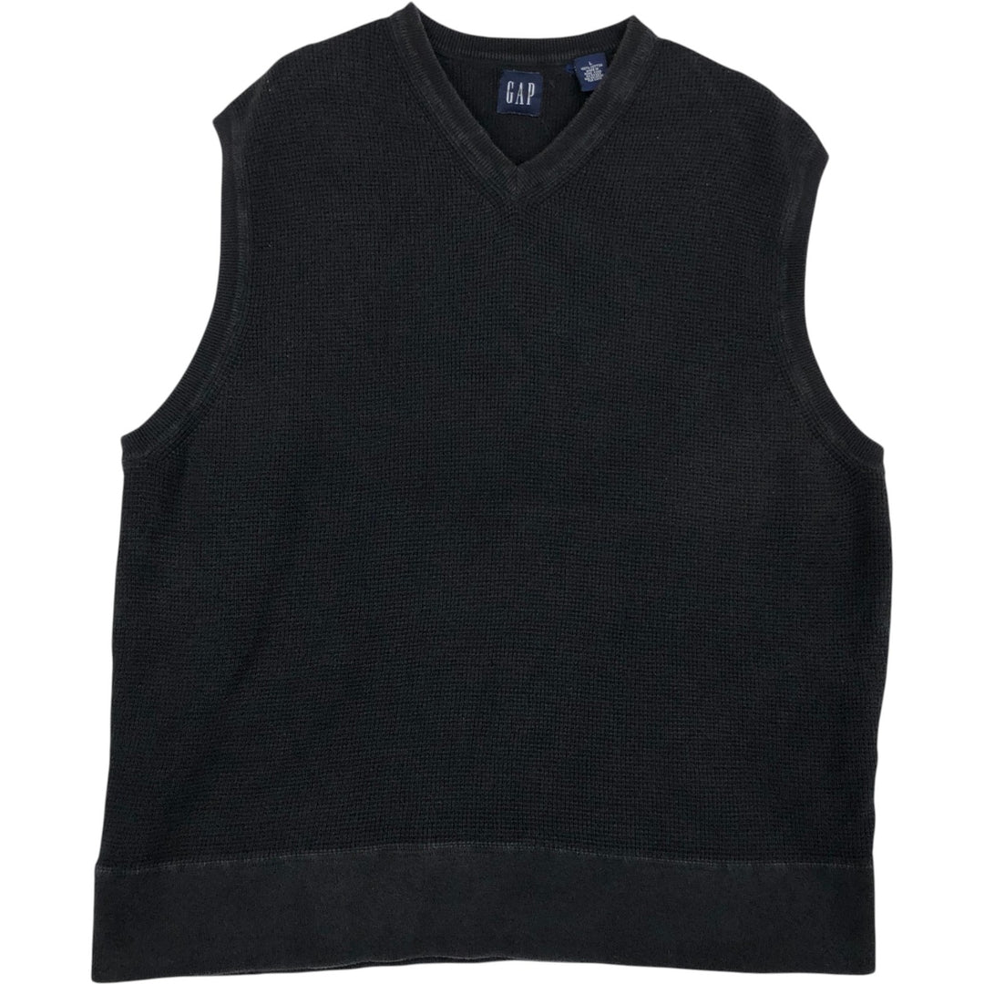 90'S GAP V-neck cotton knit vest, men's size L equivalent, vintage. cotton black type Vintage Second Hand