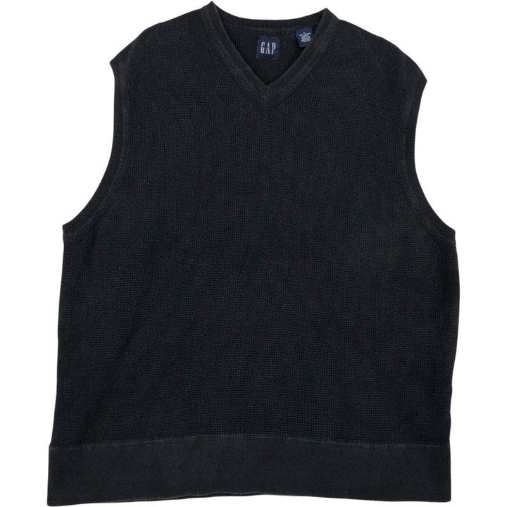 90'S GAP V-neck cotton knit vest, men's size L equivalent, vintage. cotton black type Vintage Second Hand