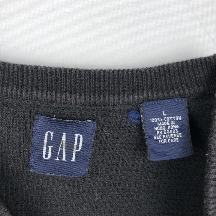 90'S GAP V-neck cotton knit vest, men's size L equivalent, vintage. cotton black type Vintage Second Hand