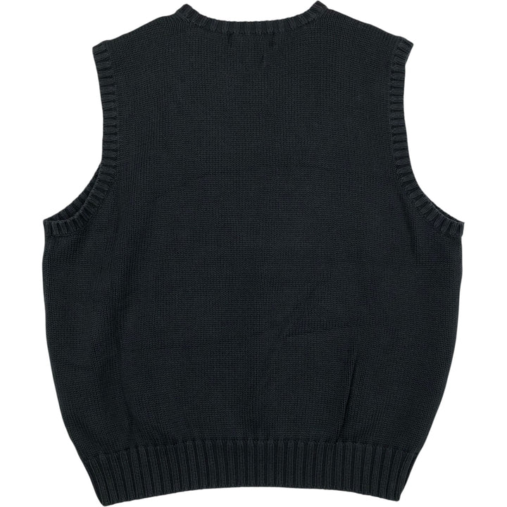 Ralph Lauren POLO by Ralph Lauren V-neck cotton knit vest, men's size XL cotton black type Vintage Second Hand
