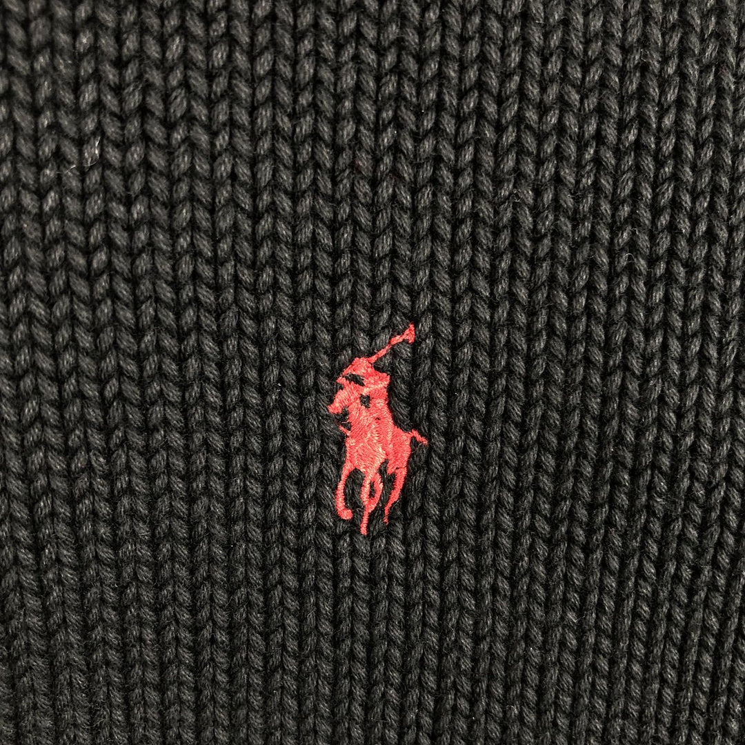 Ralph Lauren POLO by Ralph Lauren V-neck cotton knit vest, men's size XL cotton black type Vintage Second Hand