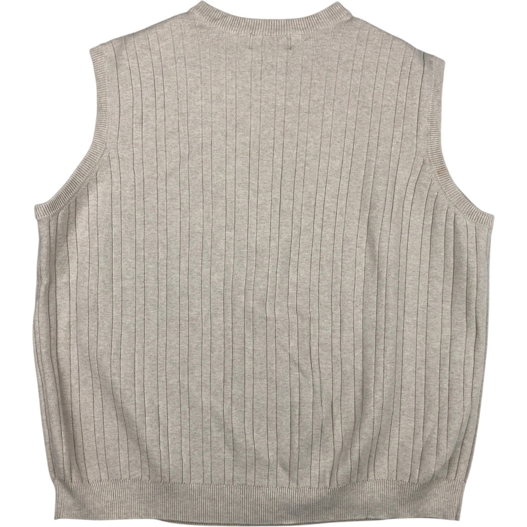 Ralph Lauren Chaps V-neck cotton knit vest, men's size L cotton Beige type Vintage Second Hand
