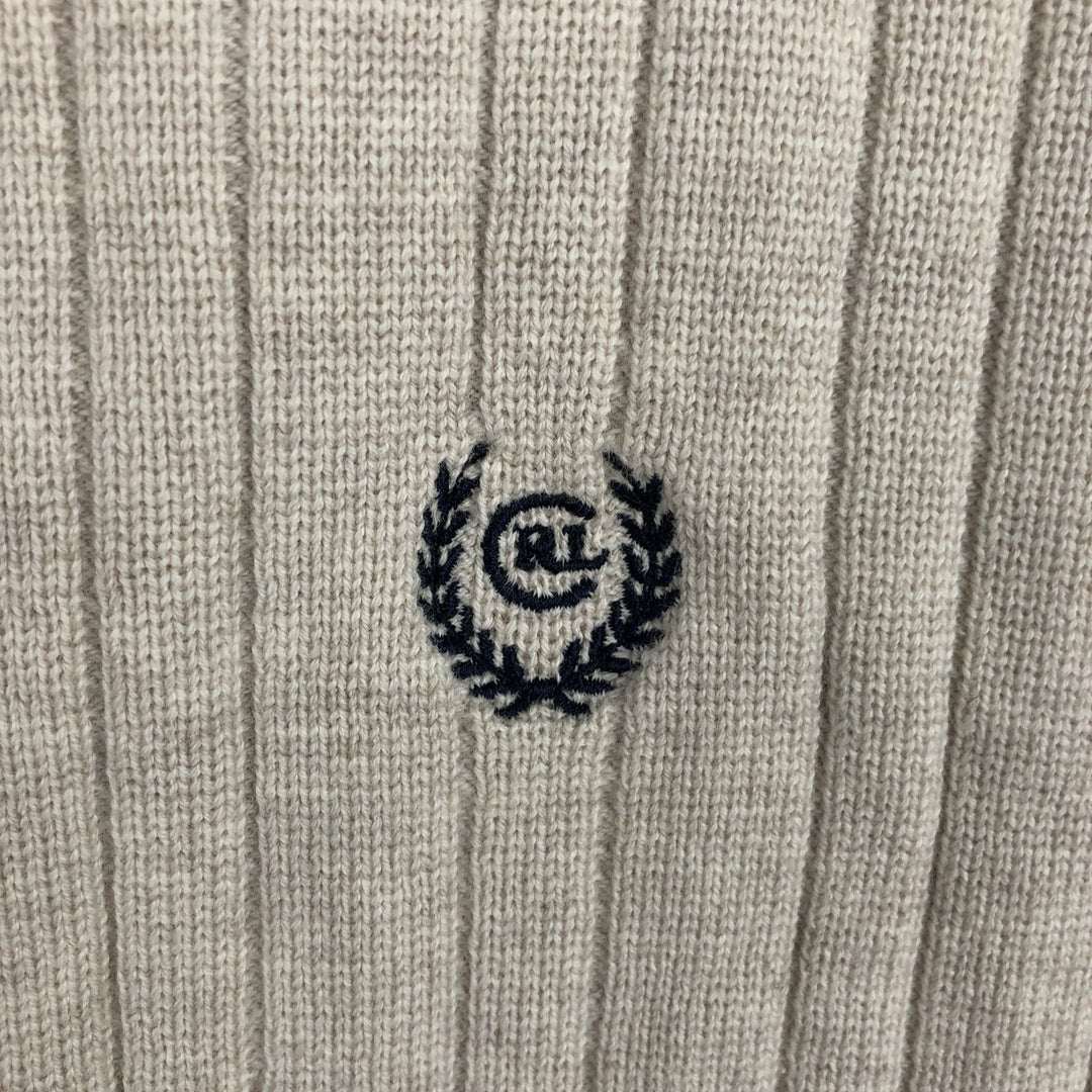 Ralph Lauren Chaps V-neck cotton knit vest, men's size L cotton Beige type Vintage Second Hand